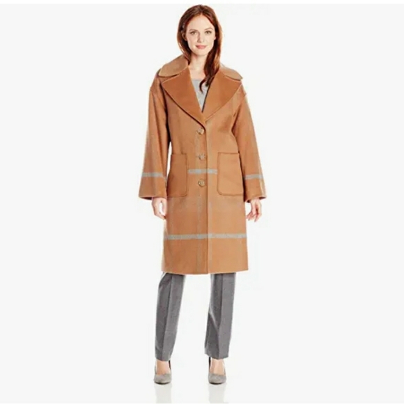 Pendleton long wool camel brown plaid coat 8P - Picture 2 of 7